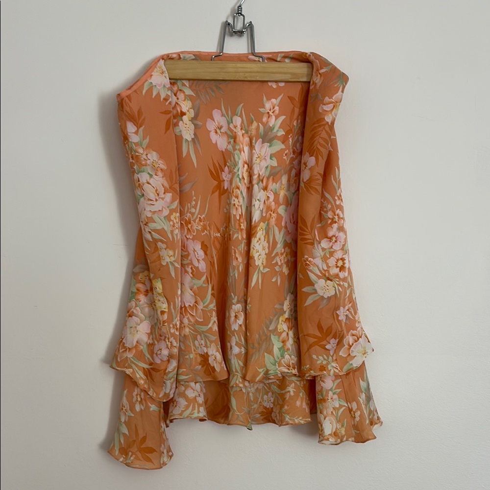 Jones New York- Floral Orange Women's Silk Skirt- Size 14
